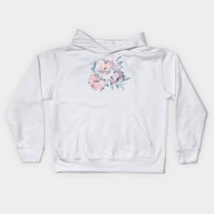 Watercolor of pink and purple flowers Kids Hoodie